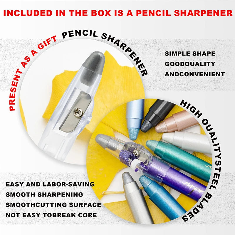 8 color pearl eyeshadow pencil, self-sharpening pencil eyeliner, undercover pencil, does not smudge, waterproof and long-lasting Peaceful Pleasures Health and Wellness