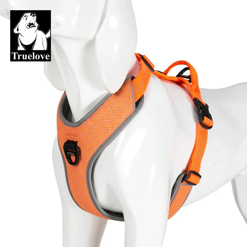 Truelove Dog Harness Reflective No Pull Small Medium Large Vest Quick Adjustbale Matching Leash Collar Training Running TLH6071 Peaceful Pleasures Health and Wellness Orange S-Chest 43-56cm Russian Federation