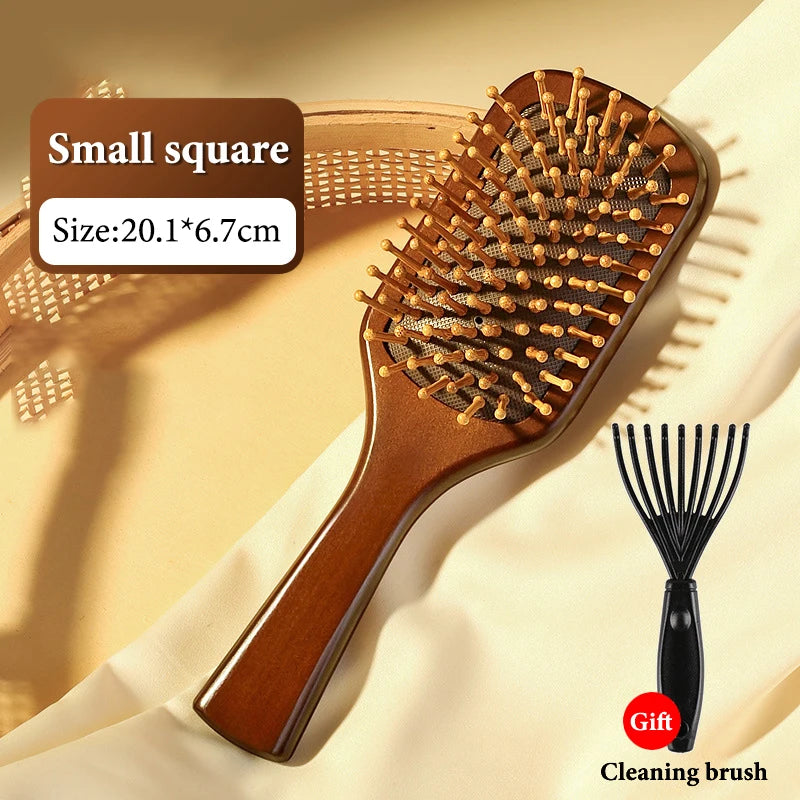 1Pcs Natural Sandalwood Massage Brush Soft Cushion Round Smooth Hair Comb Teeth For Scalp Health Peaceful Pleasures Health and Wellness Small square