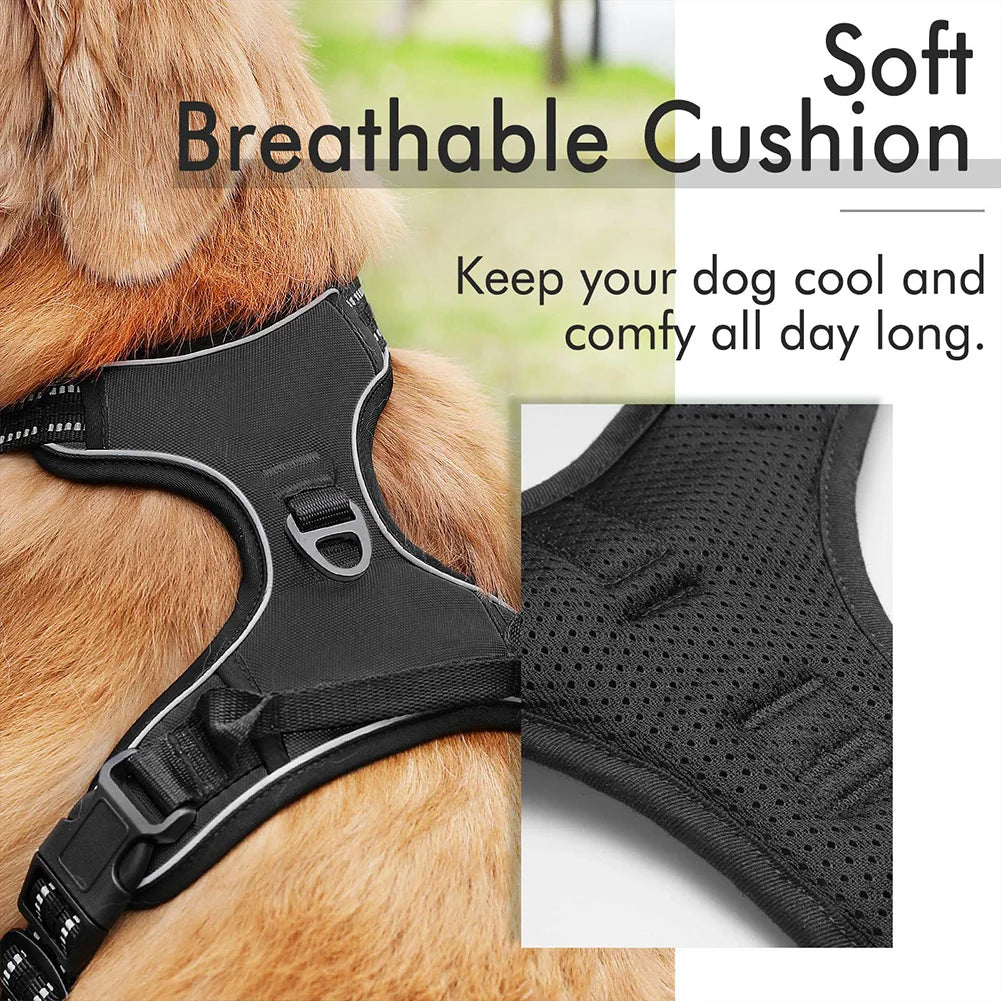 Dog Harness No-Pull Service Vest with Reflective Adjustable Soft Padded Comfortable for Outdoor Easy Walking No Choke for Pets Peaceful Pleasures Health and Wellness