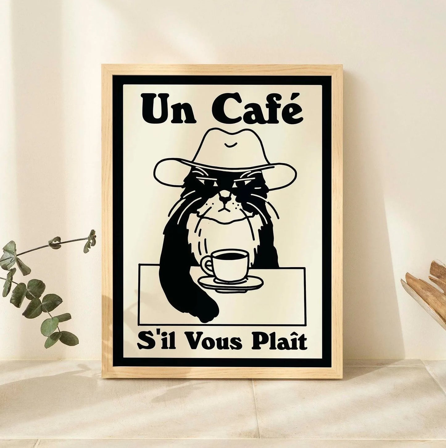 Funny Cat Canvas Wall Art | Spaghetti & Espresso Kitchen Decor