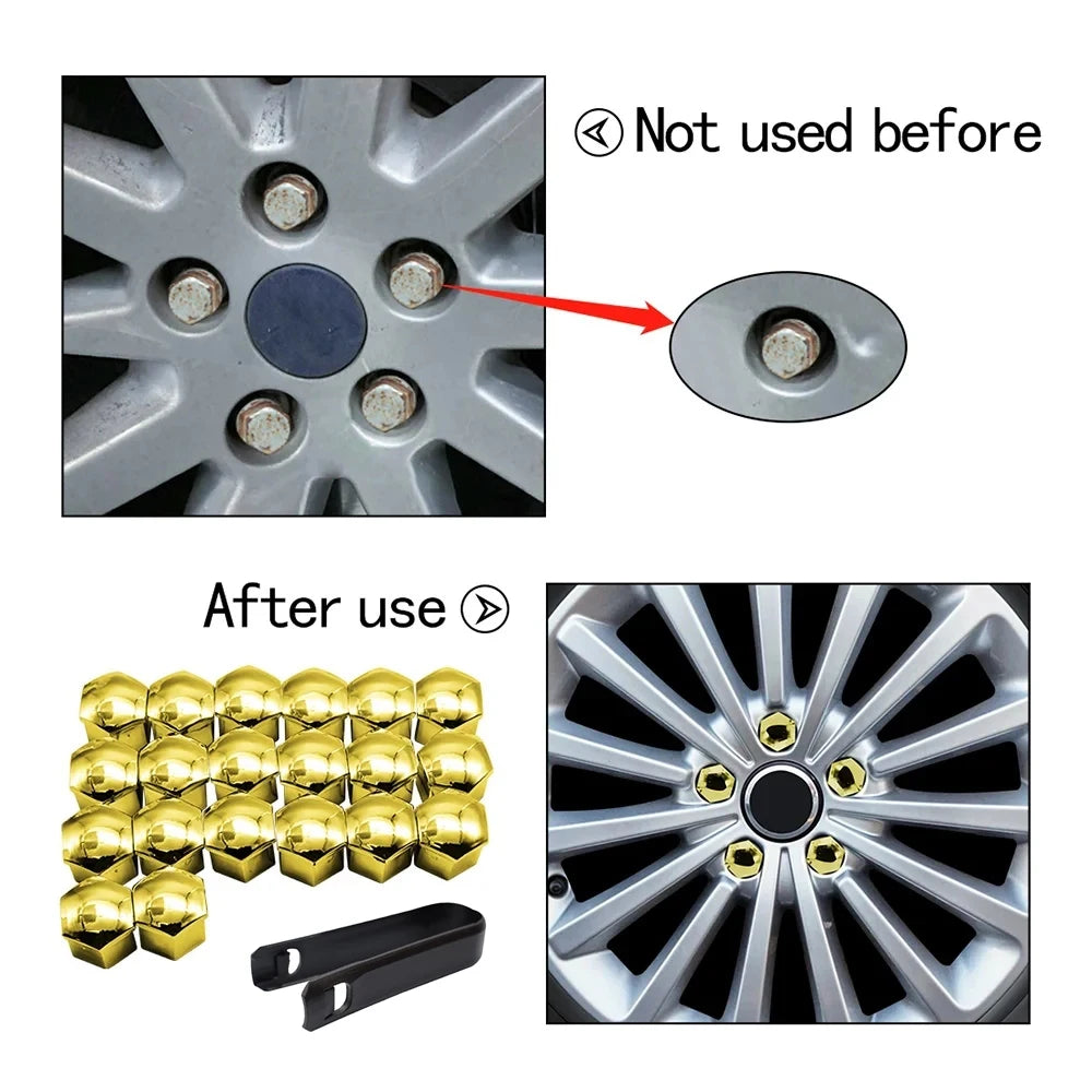 17/19/21mm Wheel Nut Caps – Rust-Proof Bolt Covers 20 Pack