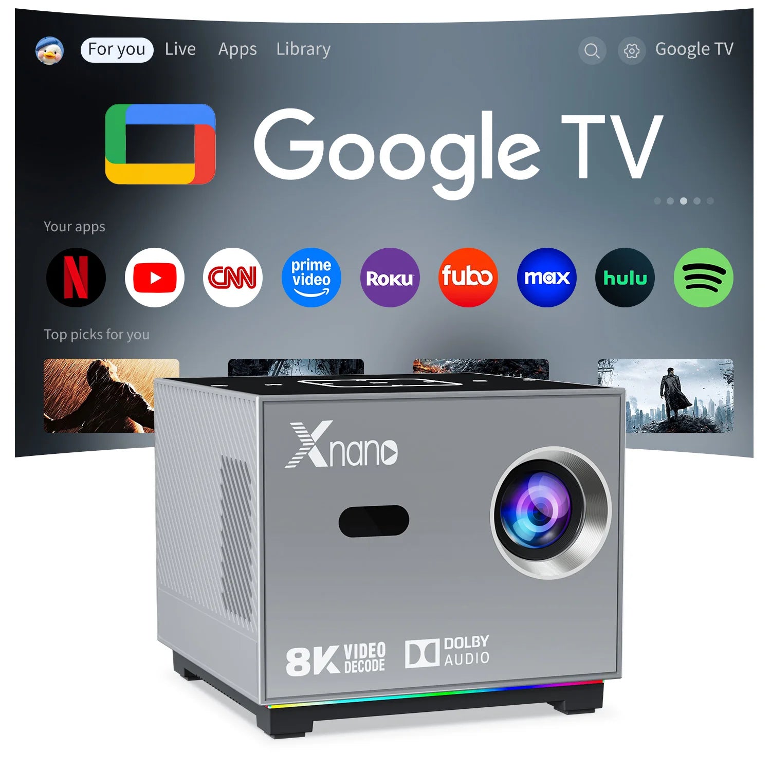 Xnano 8K Projector X3 Portable Android 9 Dual Wifi 190ANSI H716 BT5.0 Auto Focus Home Cinema Outdoor Portable Projetor Peaceful Pleasures Health and Wellness