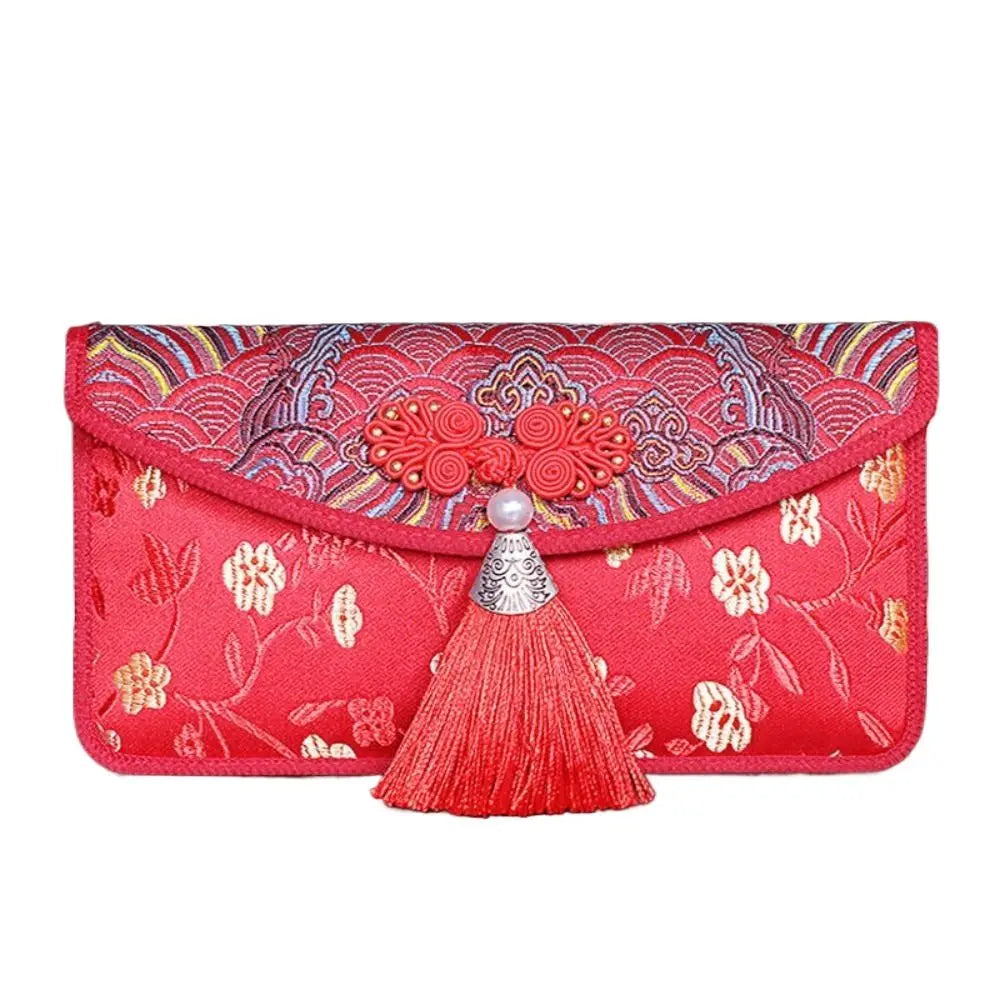 Embroidered Silk Red Envelope Gift Bag – New Year & Wedding