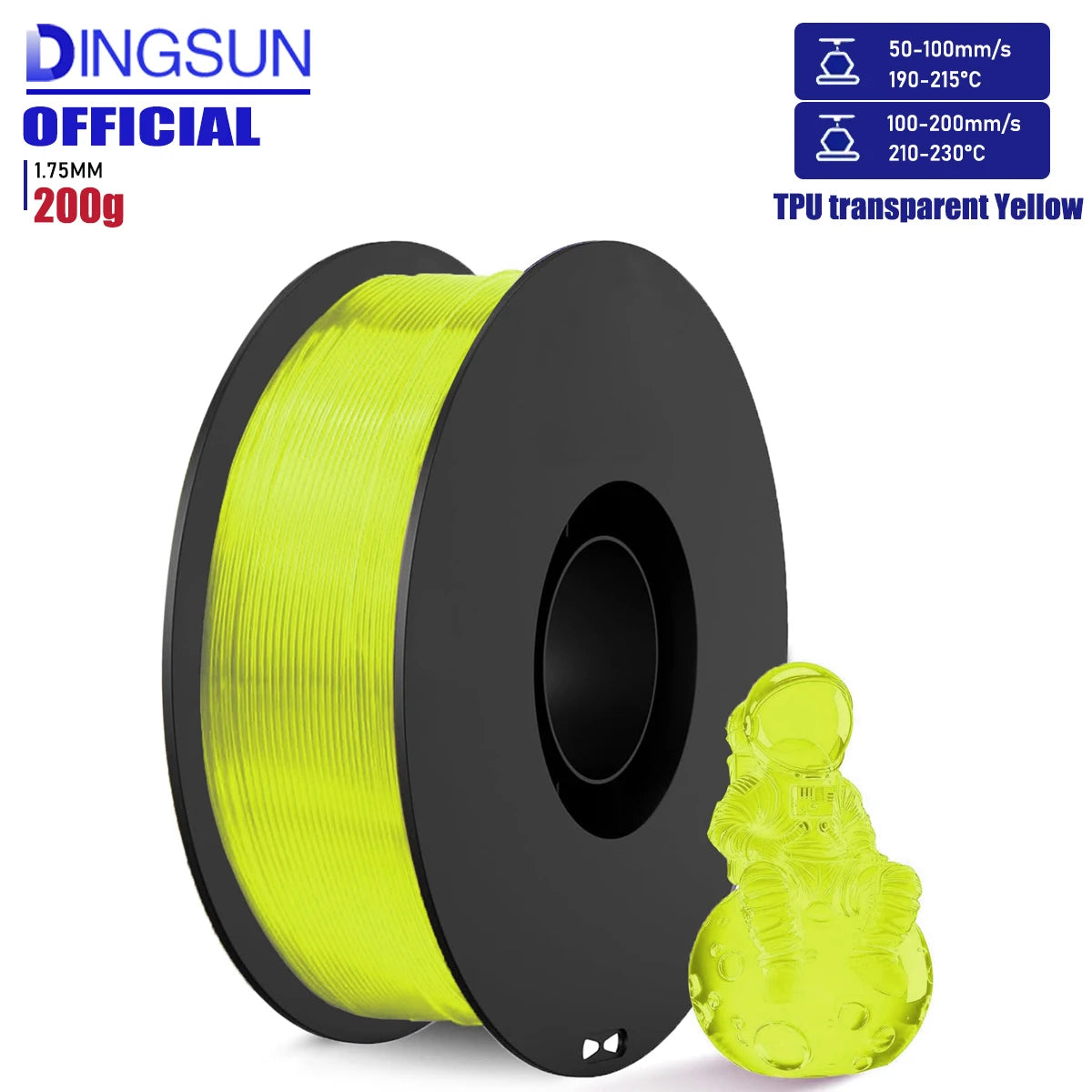 TPU Filament 1.75mm 95A Transparent | ±0.03mm | 250g–1KG