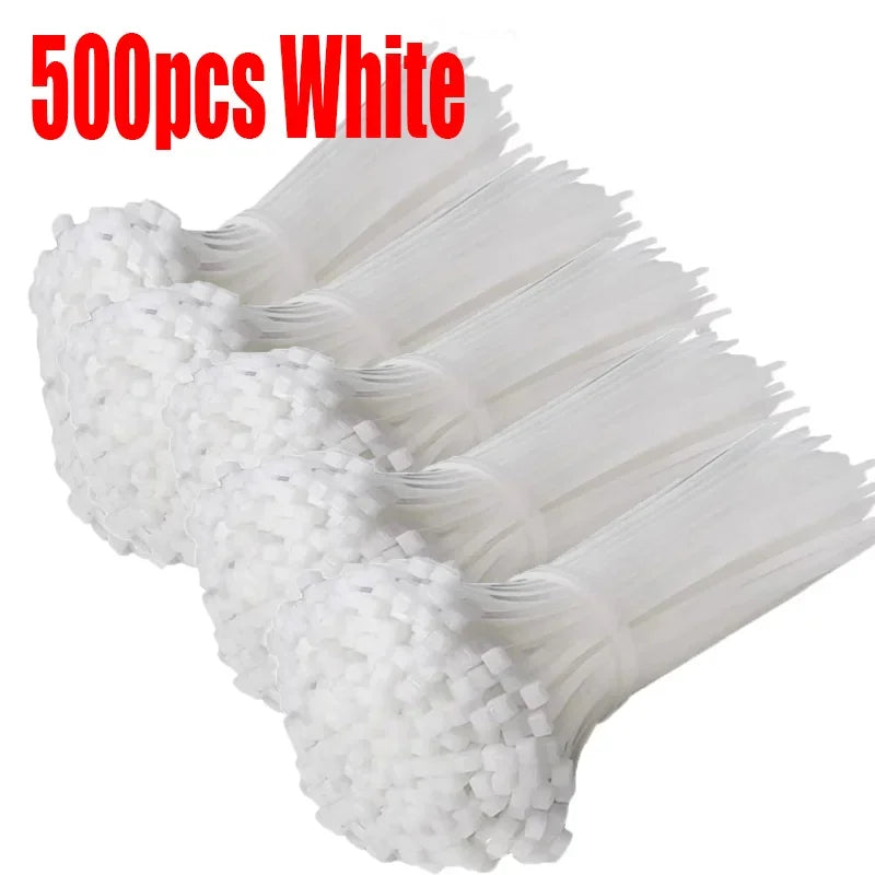 Reusable Nylon Cable Ties Self-Locking Zip Ties 100–500 Pcs