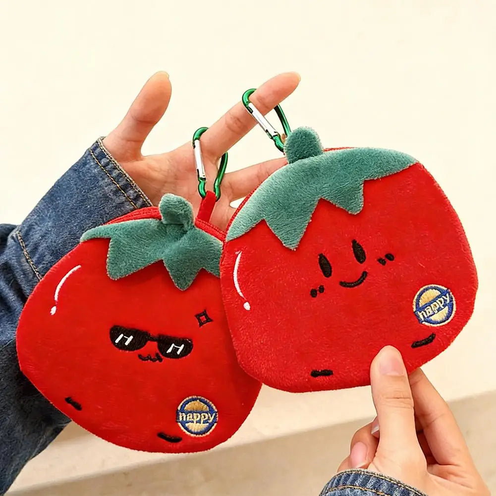 Strawberry Plush Coin Purse Keychain Mini Pouch Bag Charm