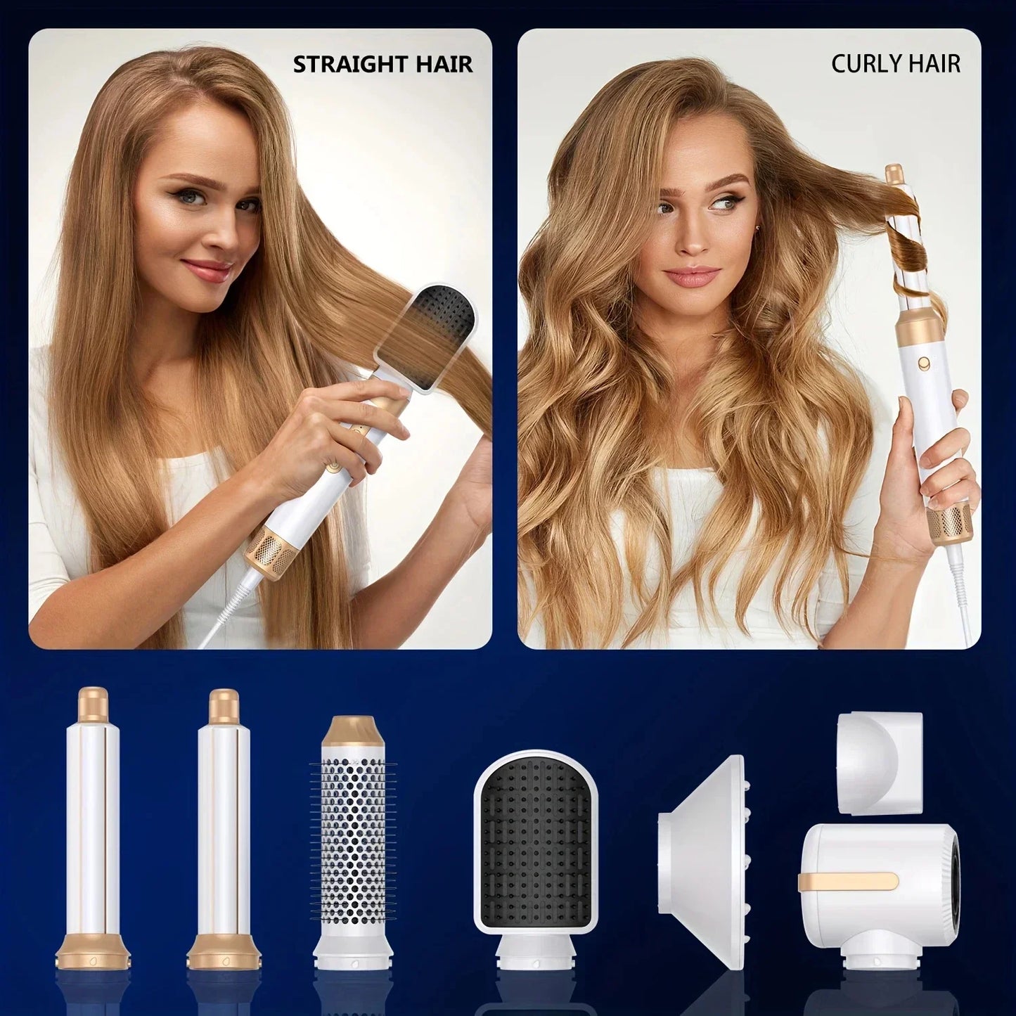 7 in 1 Hair dryer Professional Negative Ion curling Iron Hair Straightener Brushless Motor High Speed Hair Dryer Hot Comb Set Peaceful Pleasures Health and Wellness