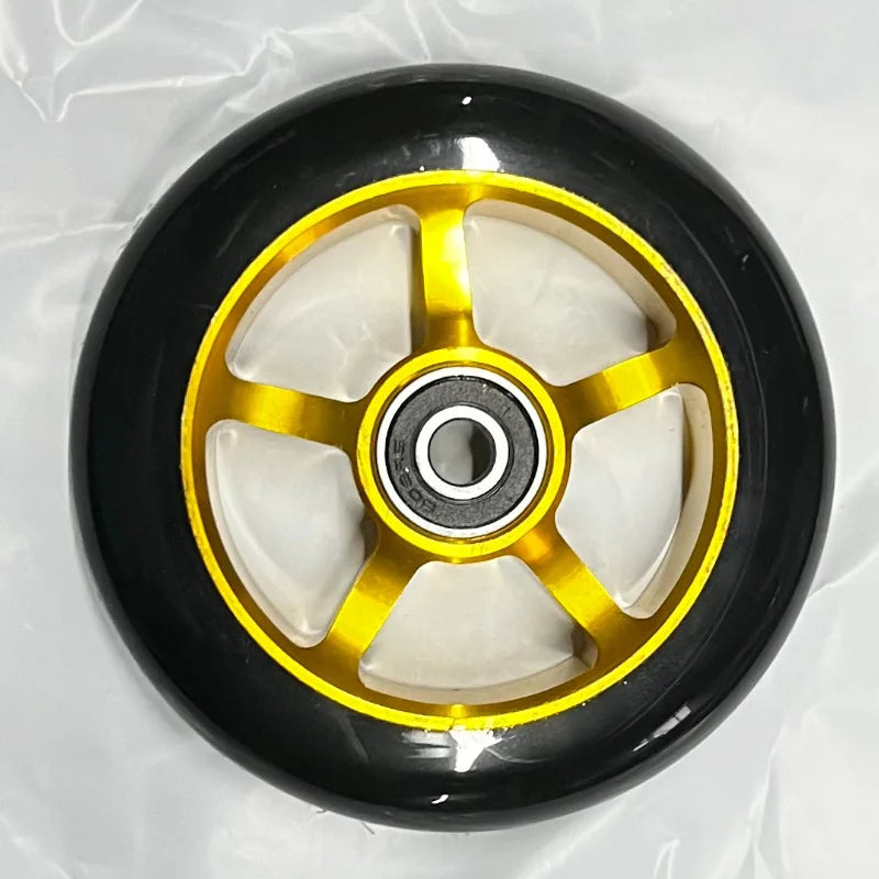 100mm Scooter Wheels with Bearings – Aluminum PU 2-Pack