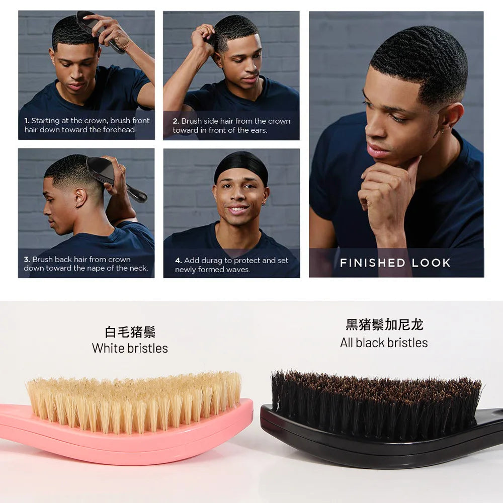Massage Facial Hair Brush Boar Bristle for Men's Beard Shaving Comb Face Hair Cleaning Brush Wave Comb Drop Shipping Peaceful Pleasures Health and Wellness