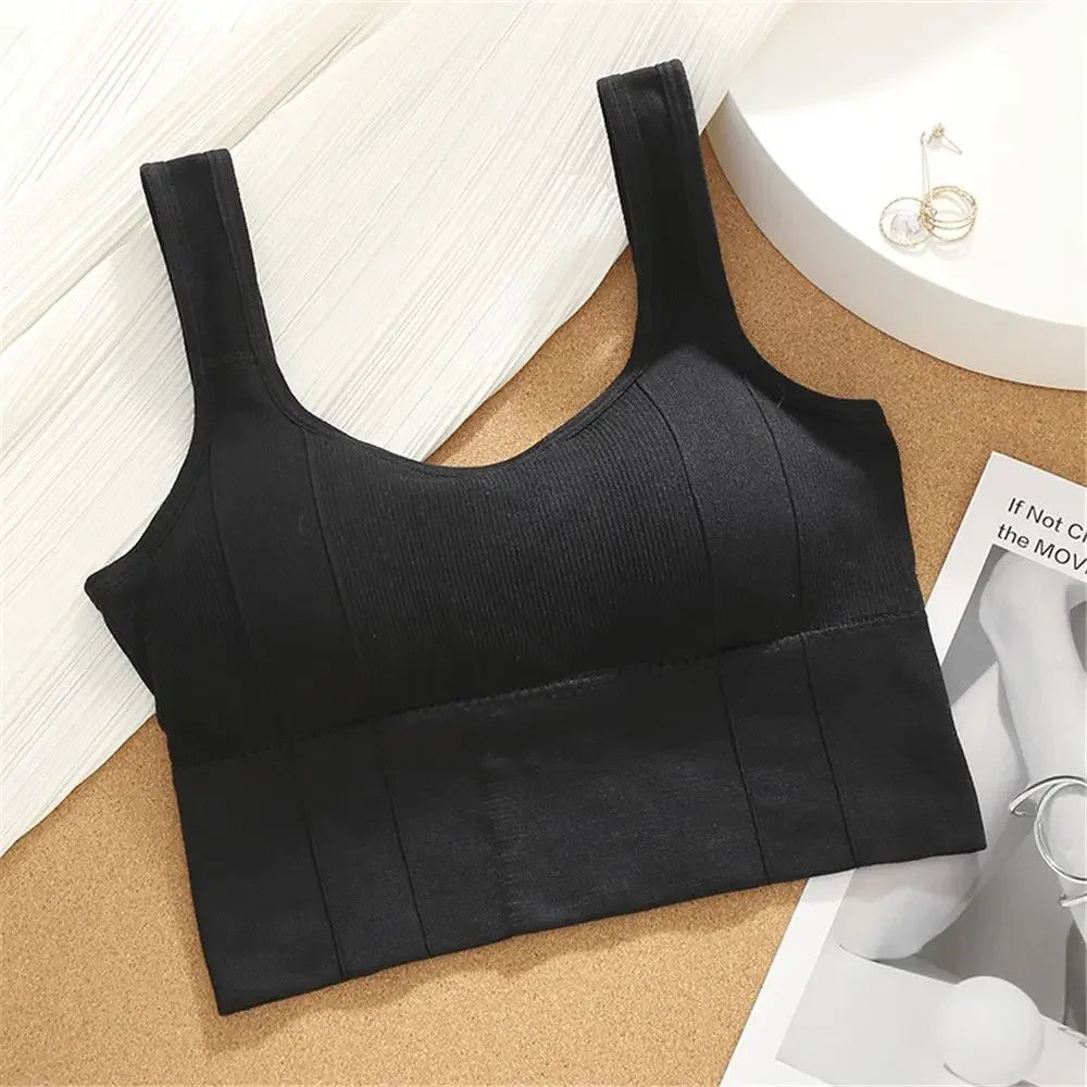 Women's Wireless Padded Sports Bra – Seamless Breathable Gym Vest Women's Sports Bra Peaceful Pleasures Health and Wellness black Free Size