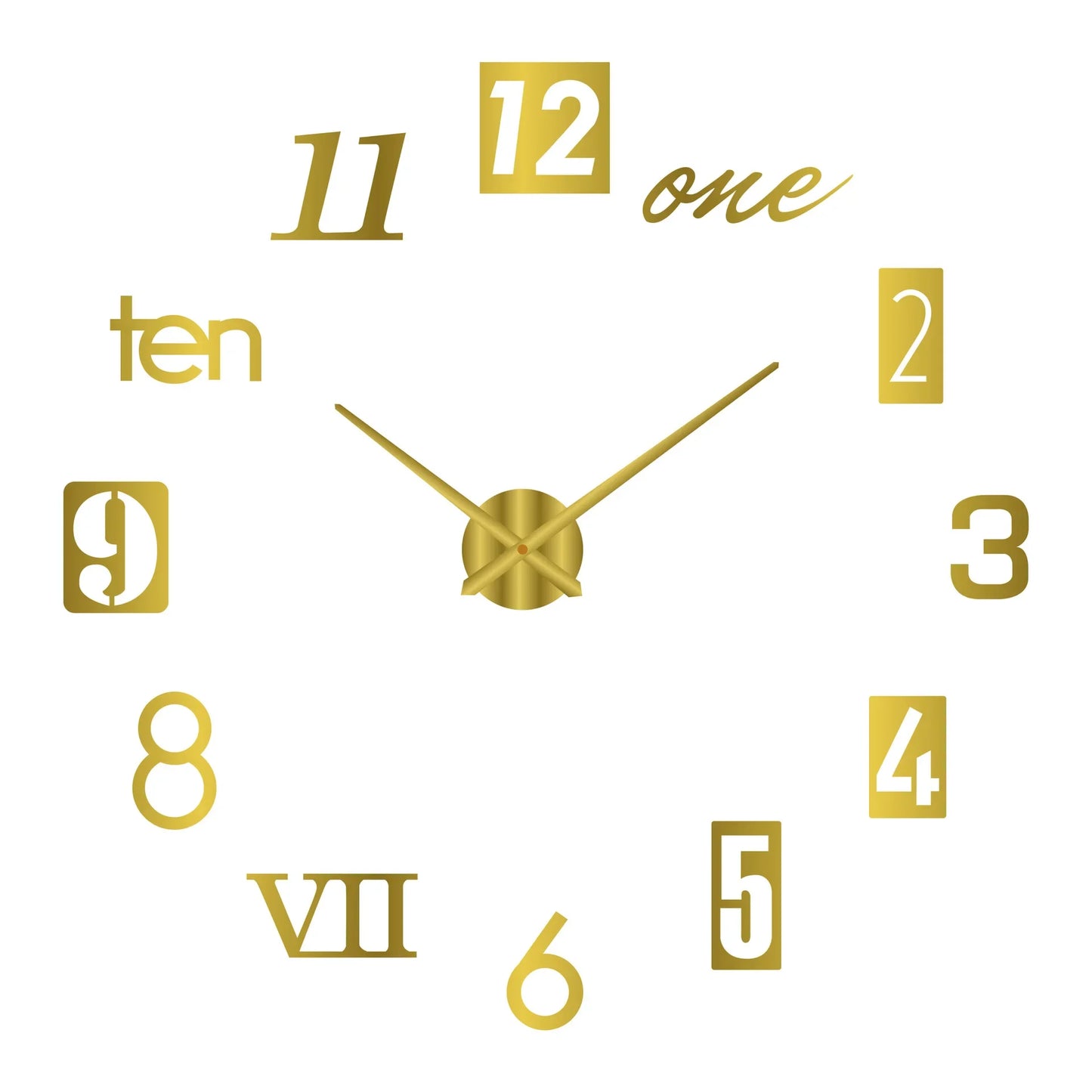 Large 3D Wall Clock Luminous Classic Wall Clocks DIY Digital Clock Wall Watches Stickers Silent Clock for Home Living Room Table Peaceful Pleasures Health and Wellness 013 gold 3D 51 inch(130cm)