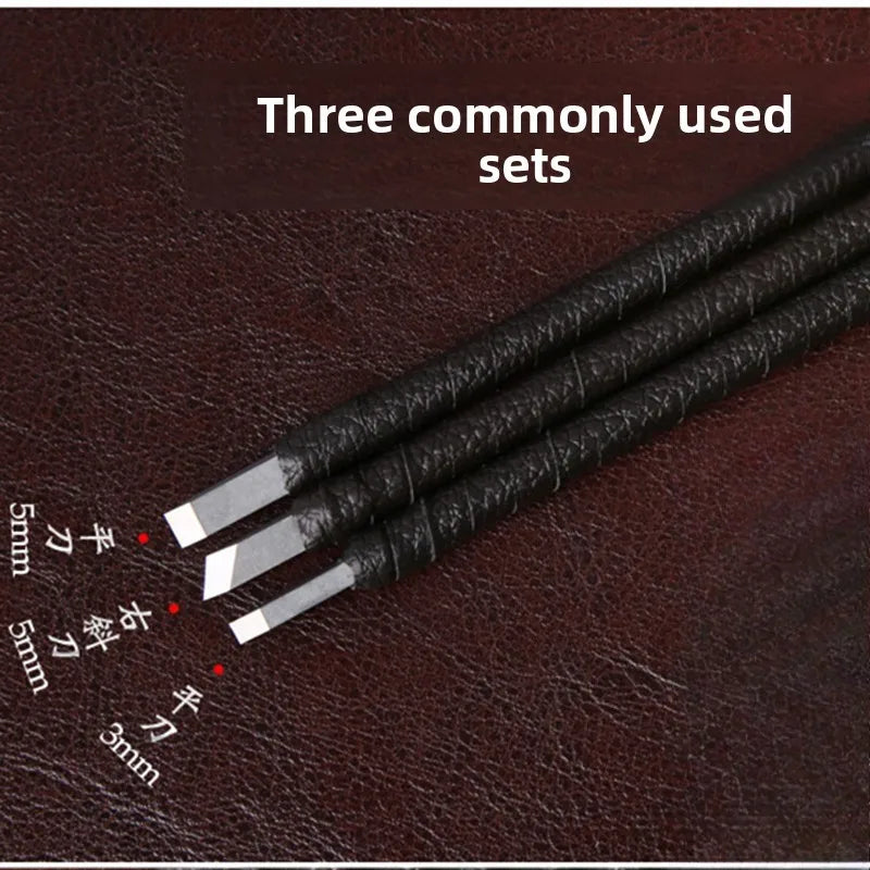 3 Pcs Tungsten Steel Stone Stamp Engraving Kit Professional Chisel Wood Seal Stone Carving Cutting Blade Hand Tool Set Carving Peaceful Pleasures Health and Wellness 3Pcs