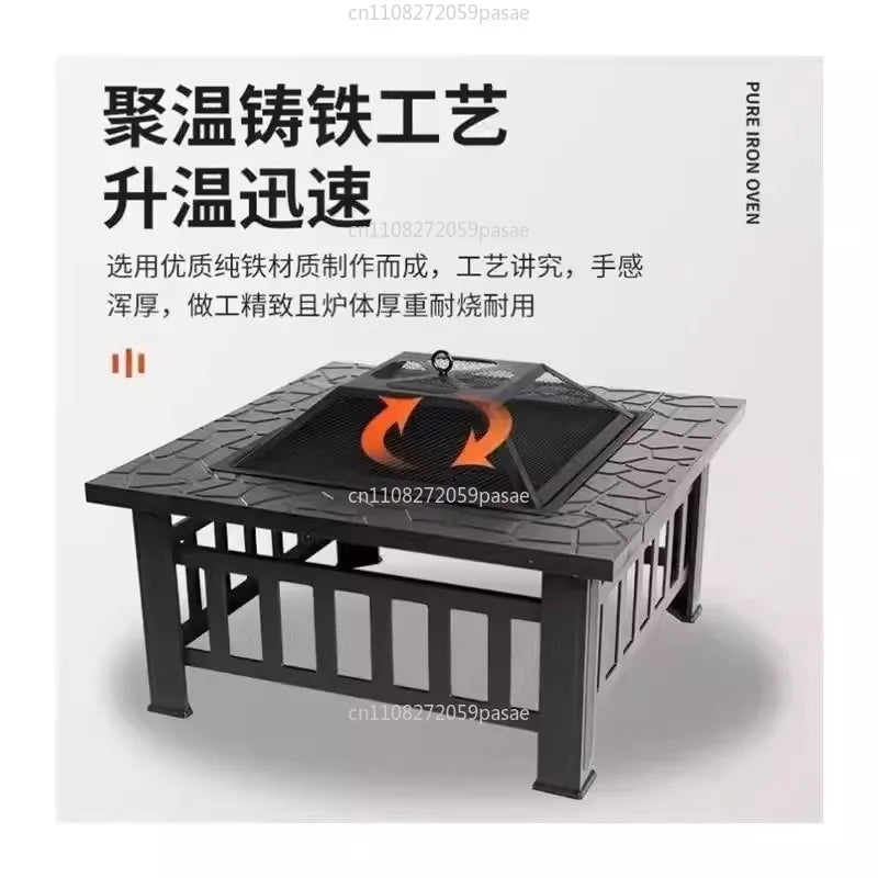 Outdoor Square BBQ & Tea Stove Full Set | Stainless Steel