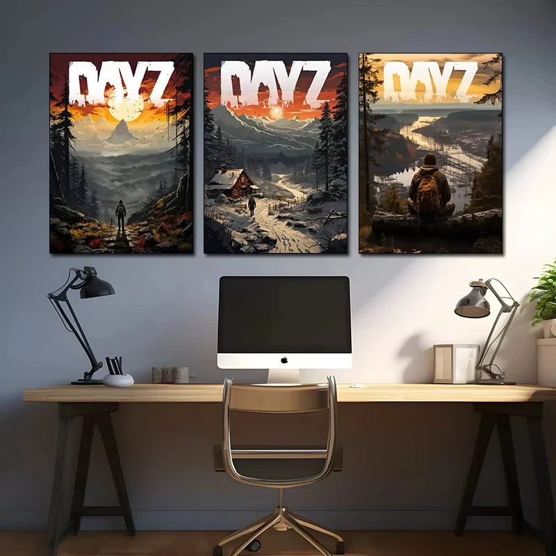 D-DayZ-Zombie-Game Poster Retro Canvas Painting and HD Prints Wall Art Picture Living Room Game Room Modern Home Decor Gifts Peaceful Pleasures Health and Wellness