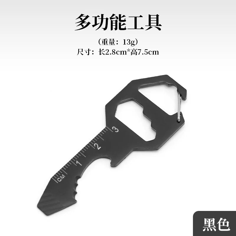 Cassette EDC Multi-Tool Keychain | Bottle Opener & Screwdriver EDC Multi-Tool Card Peaceful Pleasures Health and Wellness black