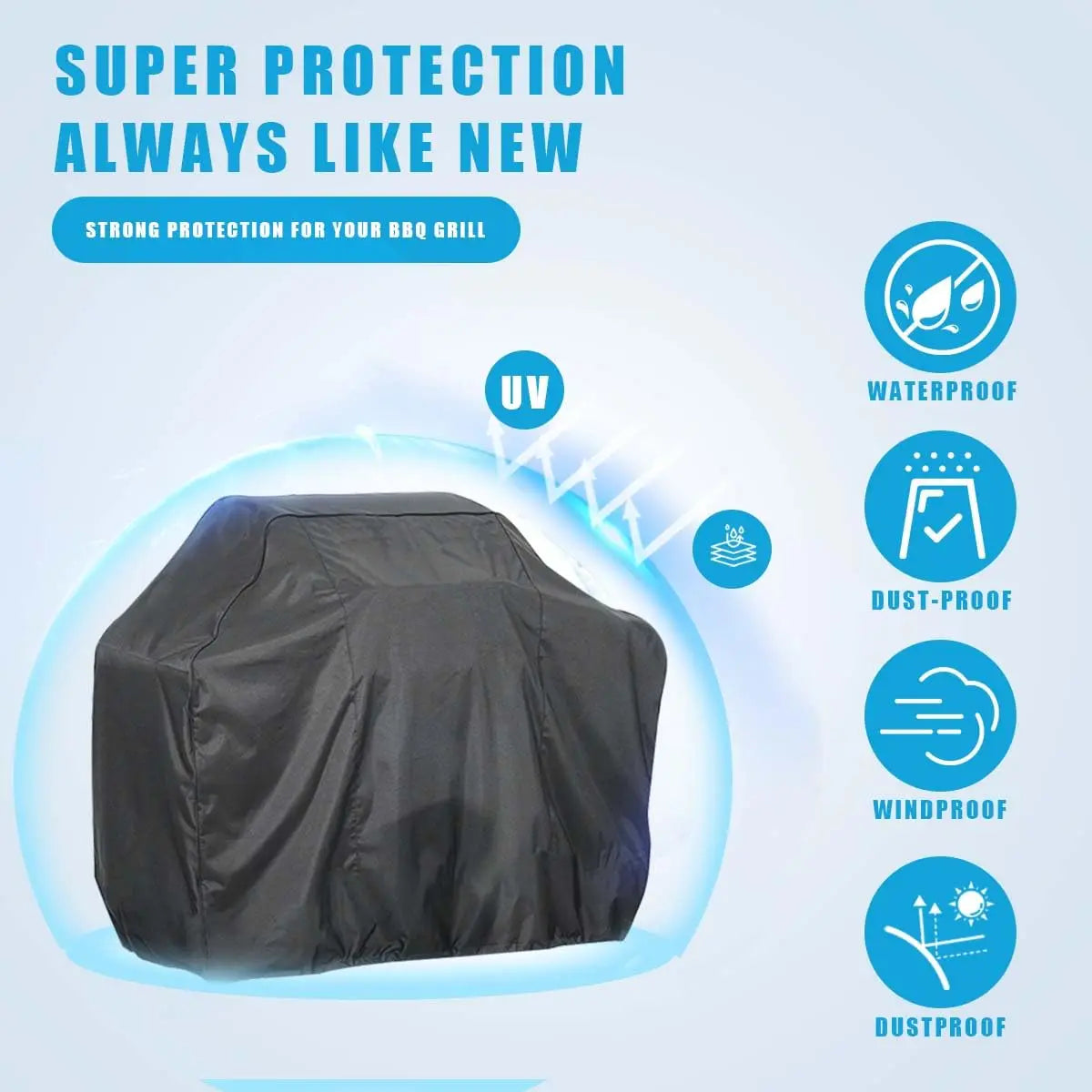 1Pcs BBQ Cover Outdoor Rain Protective Barbecue Cover BBQ Grill Barbeque Cover Anti-Dust Waterproof Weber Heavy Duty Charbroil Peaceful Pleasures Health and Wellness