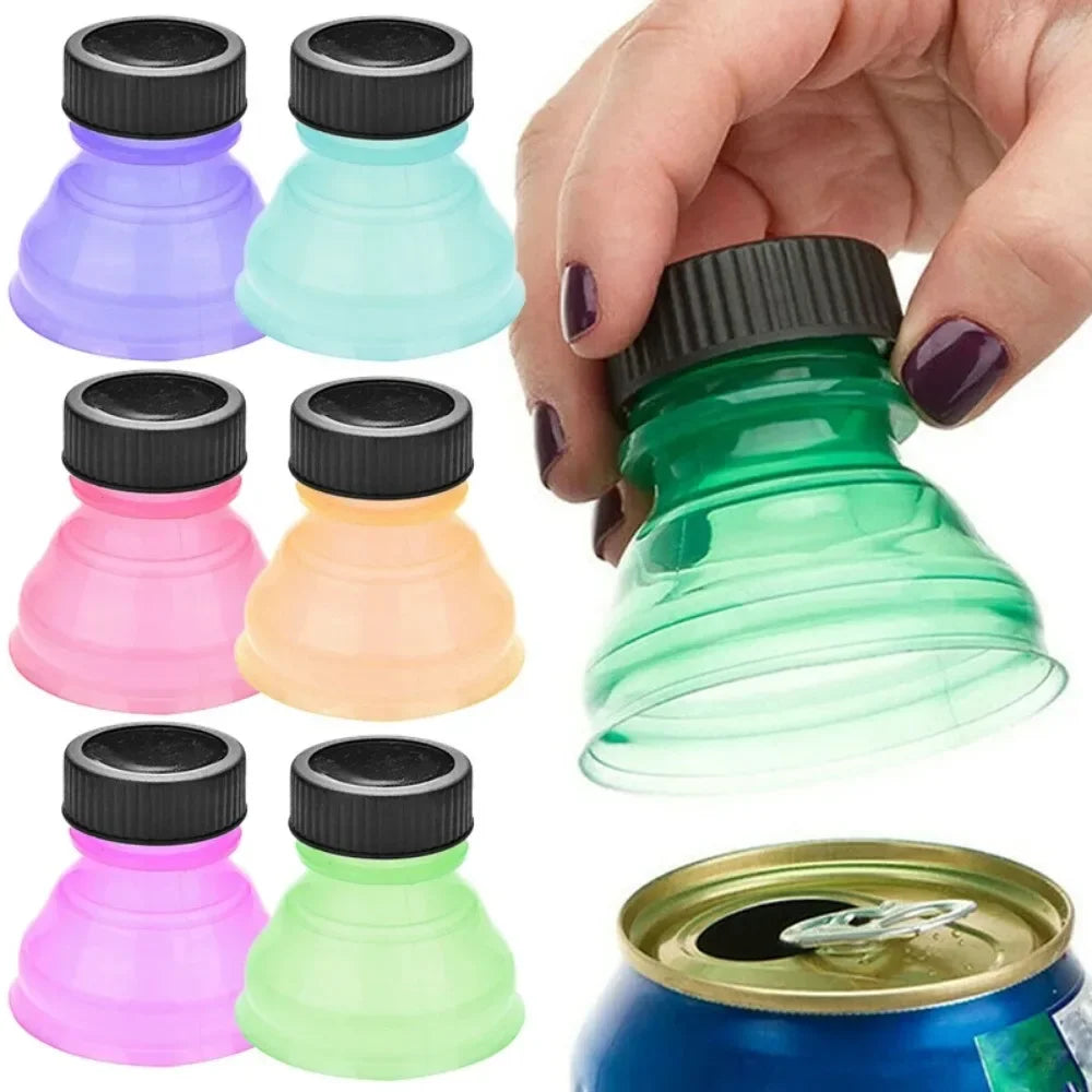 6pcs/set Plastic Reusable Beer Water Dispenser Lid Protector Caps Cover Bottle Top Soda Saver Can Cap Water Bottle Accessories Peaceful Pleasures Health and Wellness