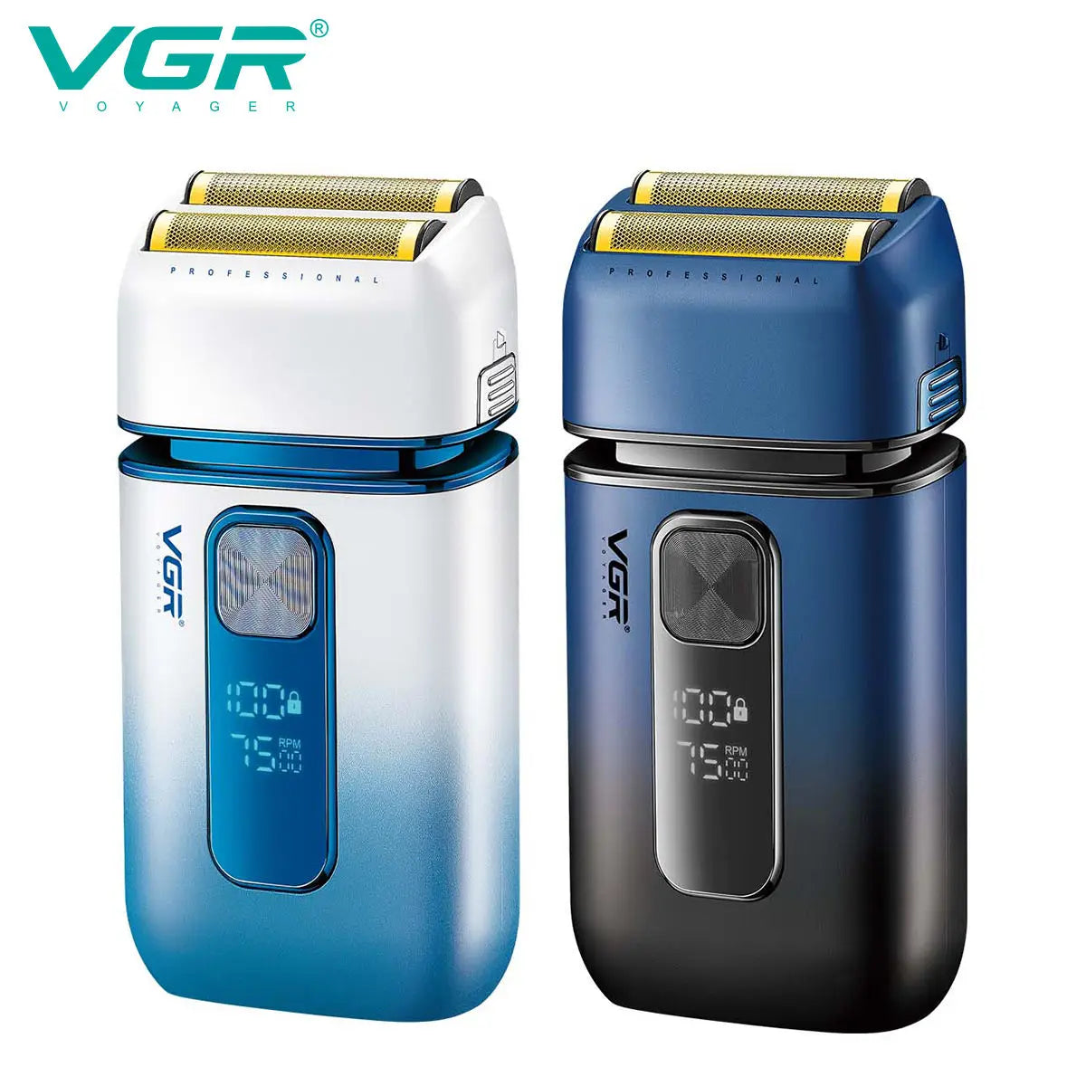 VGR 362 new shaver deep cleaning hair trimmer gradient color men's hair remover intelligent digital multifunctional whitening de Peaceful Pleasures Health and Wellness V-362blue