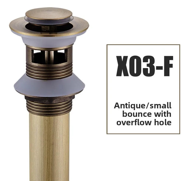 Brass Round Bottle P-Trap 1-1/4" with Pop-Up Drain – Antique Kit