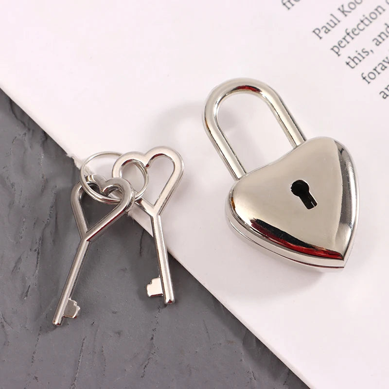 1Set Sliver Heart Shape Padlock Mini Luggage Hardware Locks With Key Lock For Travel Wedding Jewelry Box Diary Book Suitcase Peaceful Pleasures Health and Wellness