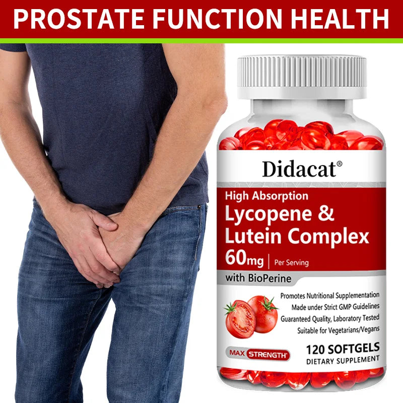 Lycopene & Lutein Complex 60mg Capsules with Bioperine, Antioxidant, Supports Prostate, Heart, Eye & Urinary System Health Peaceful Pleasures Health and Wellness
