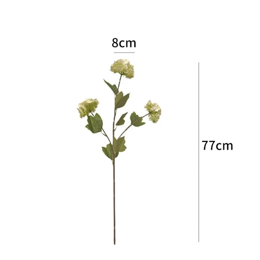 3-Head White Artificial Hydrangea Branch | Faux Floral Decor