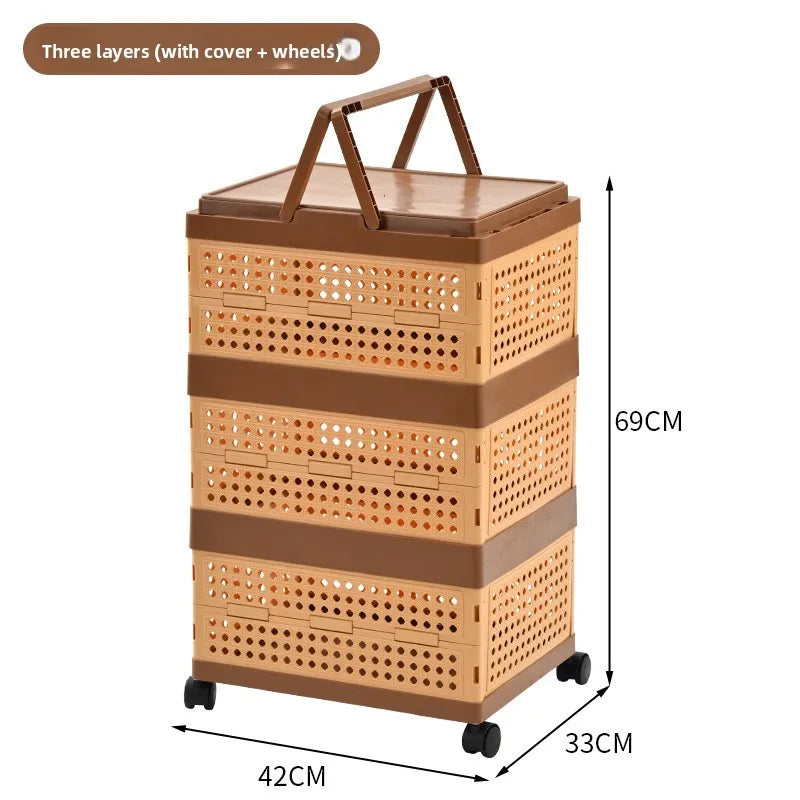 Foldable Storage Box with Wheels: Large Capacity Rolling Organizer for Clothes, Snacks, Toys & Books in Dorm Rooms or Homes Peaceful Pleasures Health and Wellness 3 with Lid Wheels