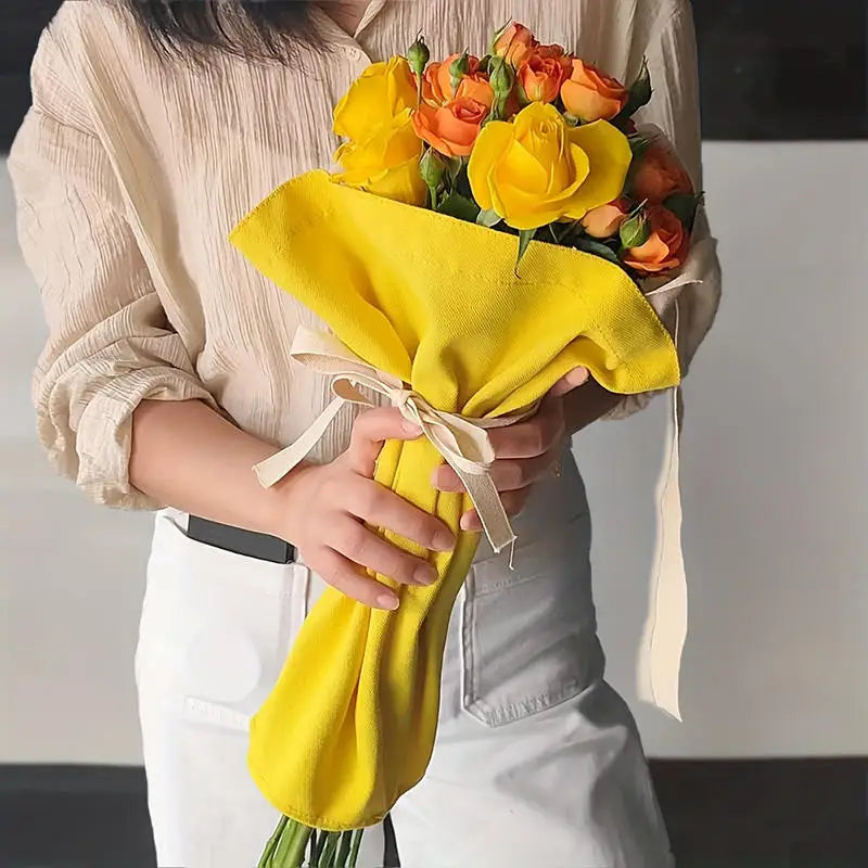 Canvas Bouquet Carry Bags Drawstring Floral Wrapping Pouch Hand Crossbody Flower Gift Bag Party Wedding Floral Packaging Sack Peaceful Pleasures Health and Wellness