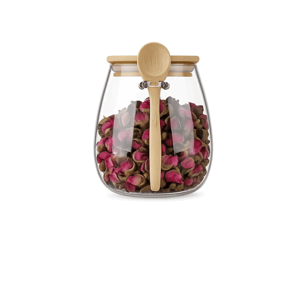Airtight Glass Storage Jars with Bamboo Lid & Wooden Spoon
