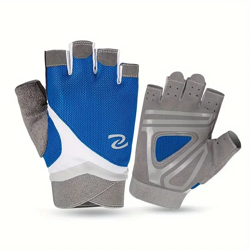 1 Pair Unisex Sports Gloves, Half Finger Fitness Gloves, Non-Slip Outdoor Riding & Fishing Gloves Peaceful Pleasures Health and Wellness Dark Blue L