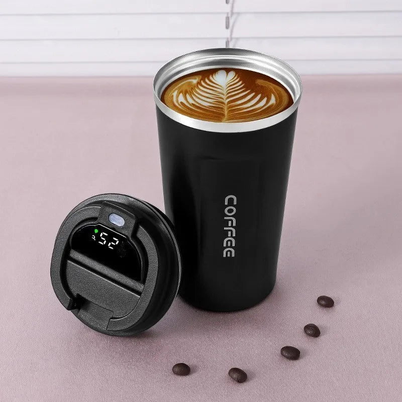 Coffee cup with temperature display, car insulation cup, 510ML travel insulation cup, suitable for hot beverages, tea, coffee, m Peaceful Pleasures Health and Wellness Digital version 1 500ml