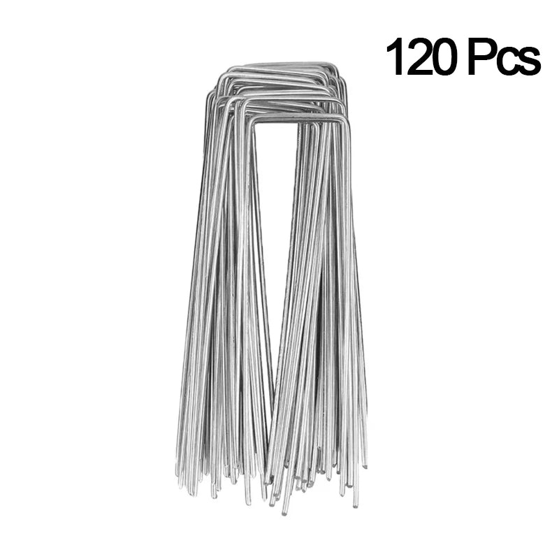 Heavy Duty U Shaped Garden Staples 20PCS Galvanized Steel Ground Pegs for Landscape Fabric Tarp Netting Fixing Tools Peaceful Pleasures Health and Wellness 120PCS Nail