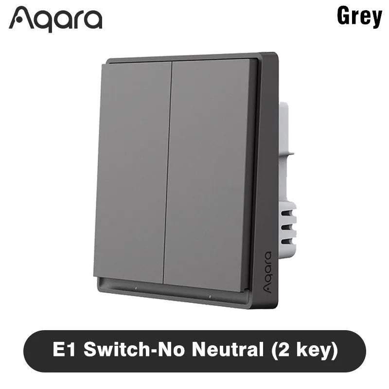Aqara E1 Smart Wall Switch Zigbee 3.0 Wireless Key Light Switch Fire Wire With/No Neutral For Xiaomi Home Homekt APP Peaceful Pleasures Health and Wellness Grey No Neutral 2key China Mainland