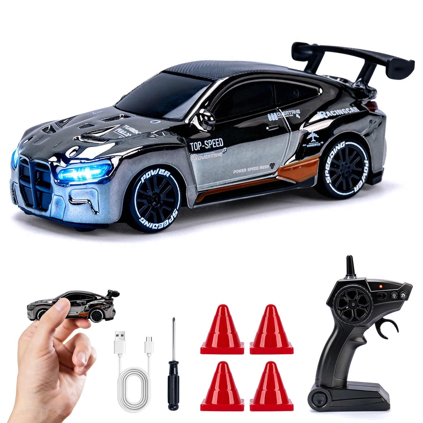 1 64 Speed Drift RC Car Mini Racing Model Light 4WD Remote Control