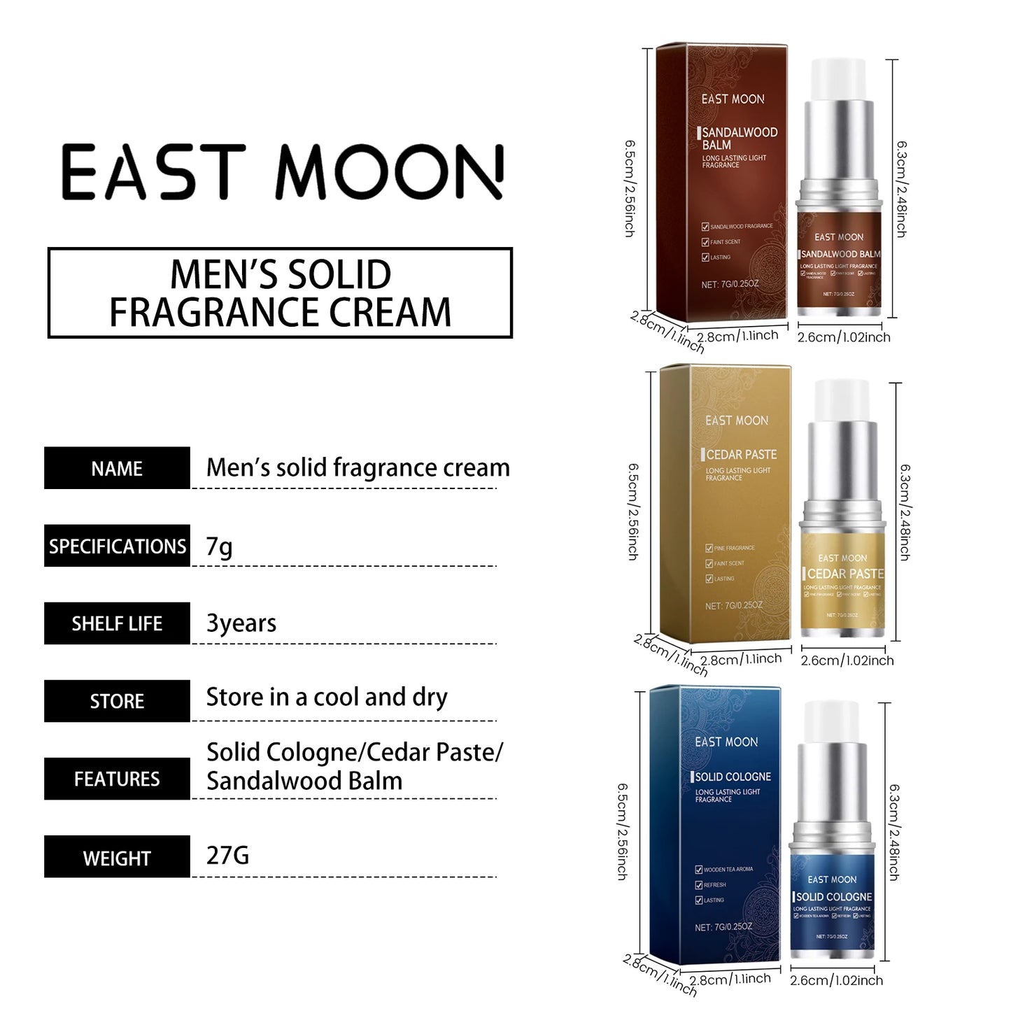Men's Solid Perfume Stick | Alcohol-Free Woody Balm Fragrance