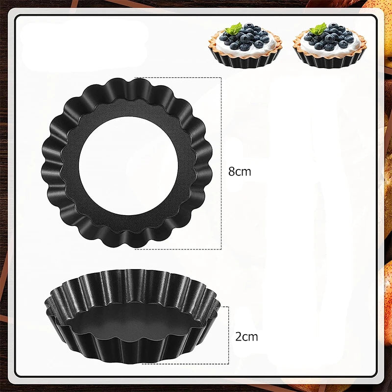 Mini Tart Pans with Removable Bottom – Non-Stick Carbon Steel Egg Tart Molds (4/6/8/10 Pack) Peaceful Pleasures Health and Wellness