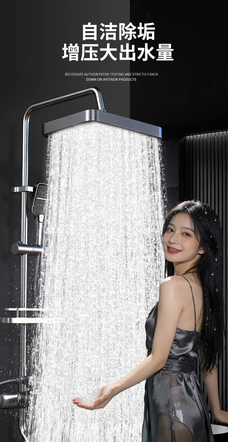 30cm Rainfall Shower Head – High Pressure, 360° Rotation & Self-Clean