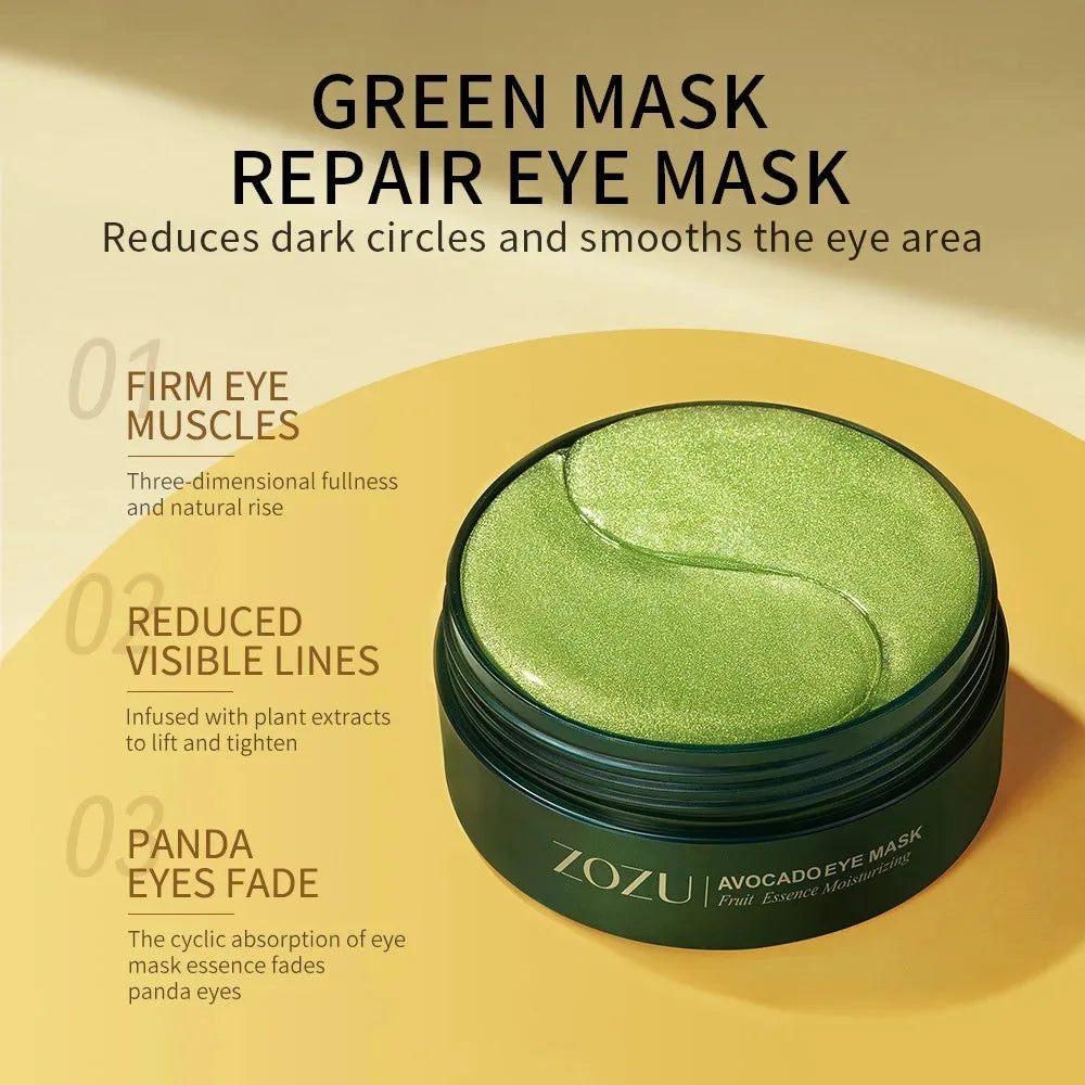 60/120 Pieces Eye Mask Avocado Gold Moisturize Firming Improve Eye Bags Eye Patches Anti Wrinkle Eye Patches for Dark Circles Peaceful Pleasures Health and Wellness