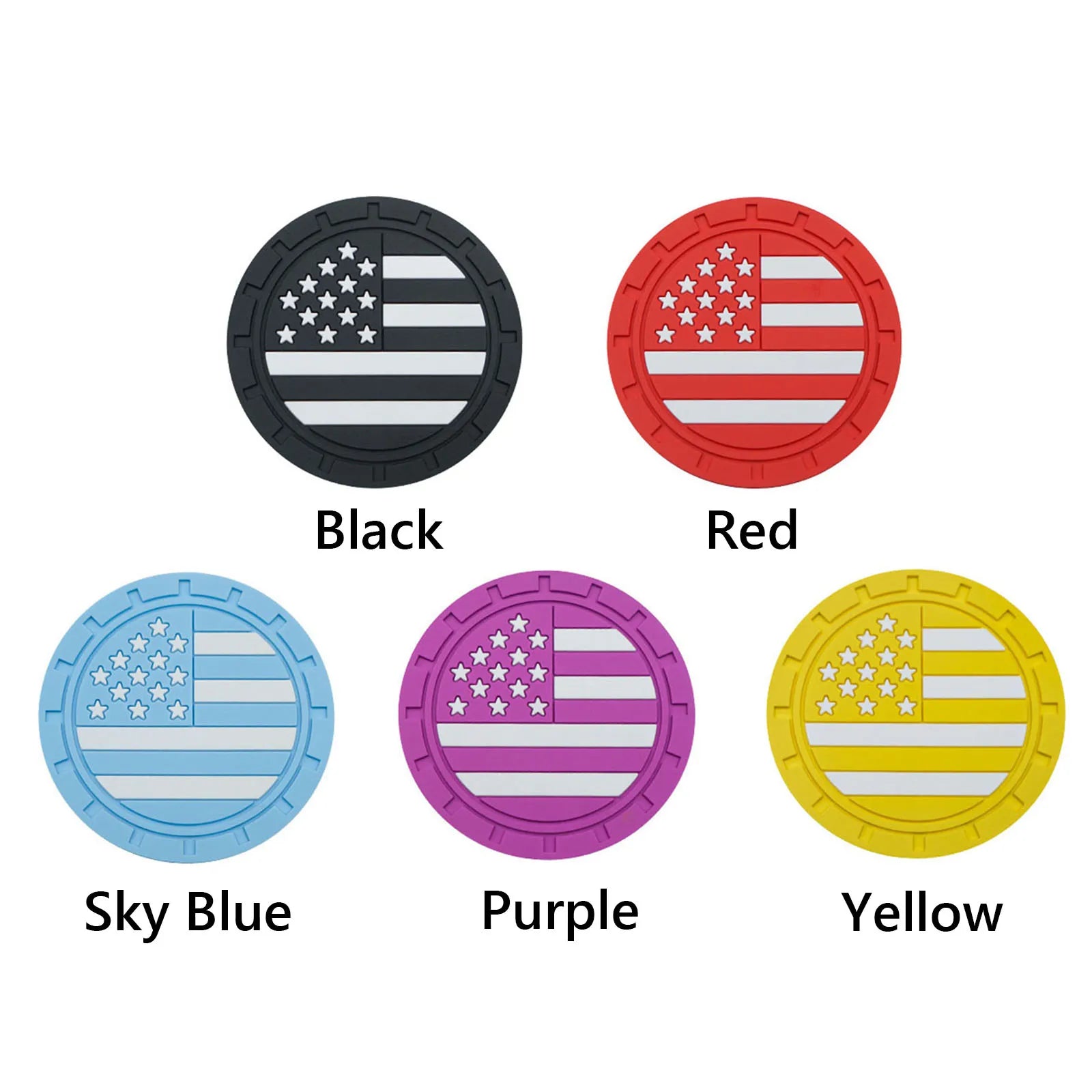 2pcs Anti Slip Shockproof Drink Mat with American Flag Pattern US Flag Insert Car Cup Coaster 2.75 Inch Car Interior Accessories Peaceful Pleasures Health and Wellness