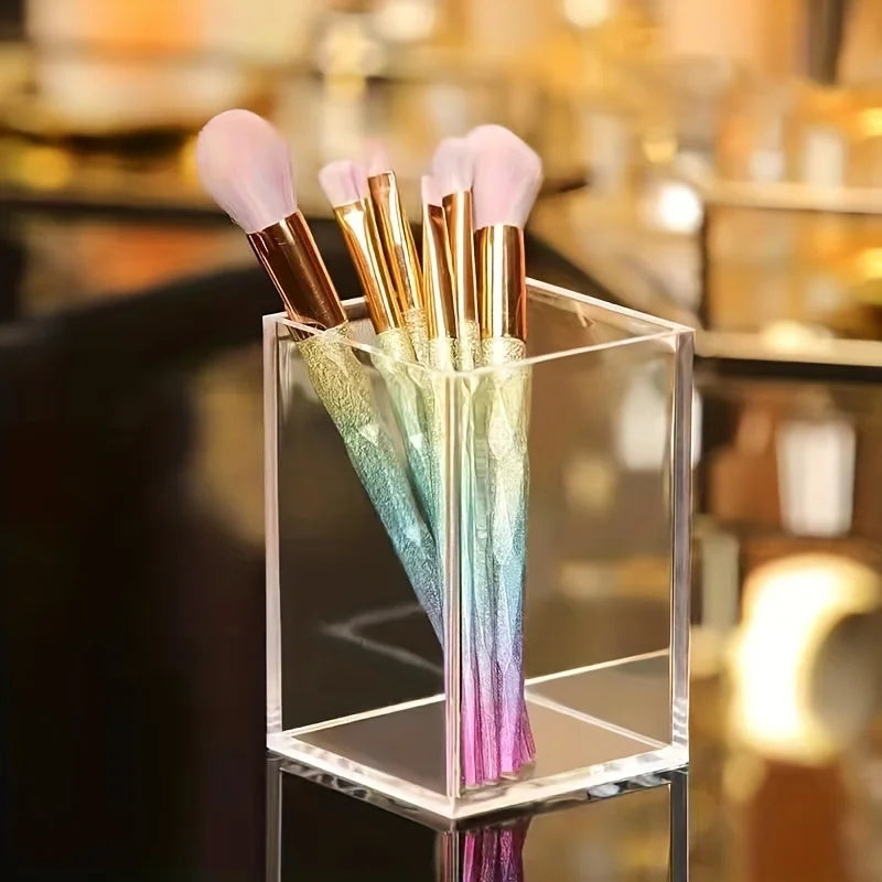 Clear Acrylic Square Pen Holder & Desktop Organizer