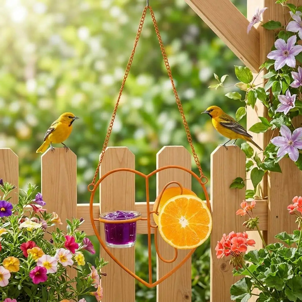 Jelly Feeder Tray Bird Feeder Orange Holder Hanging Design Hanging Bird Feeder Inspired Design Hummingbird Feeder Garden Use Peaceful Pleasures Health and Wellness