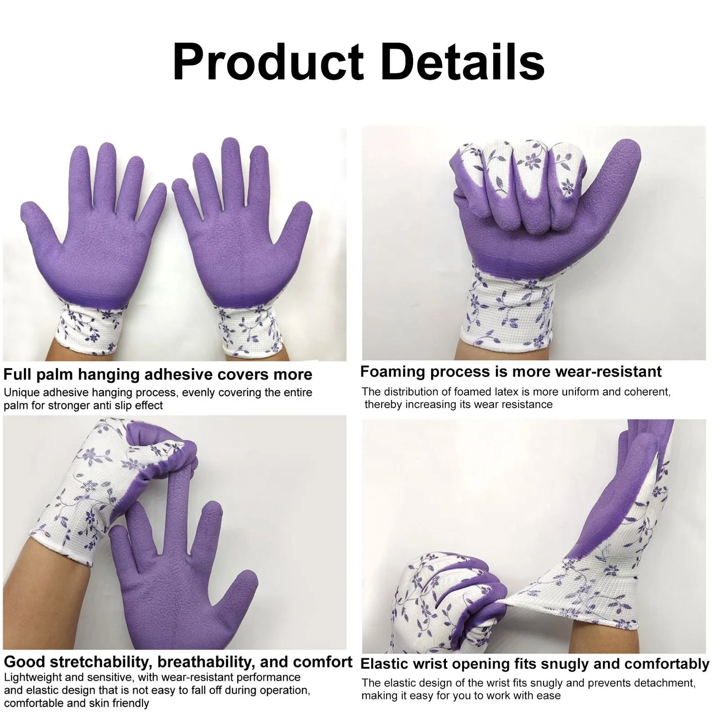 Women's Breathable Latex Garden Gloves – Grip & Protection