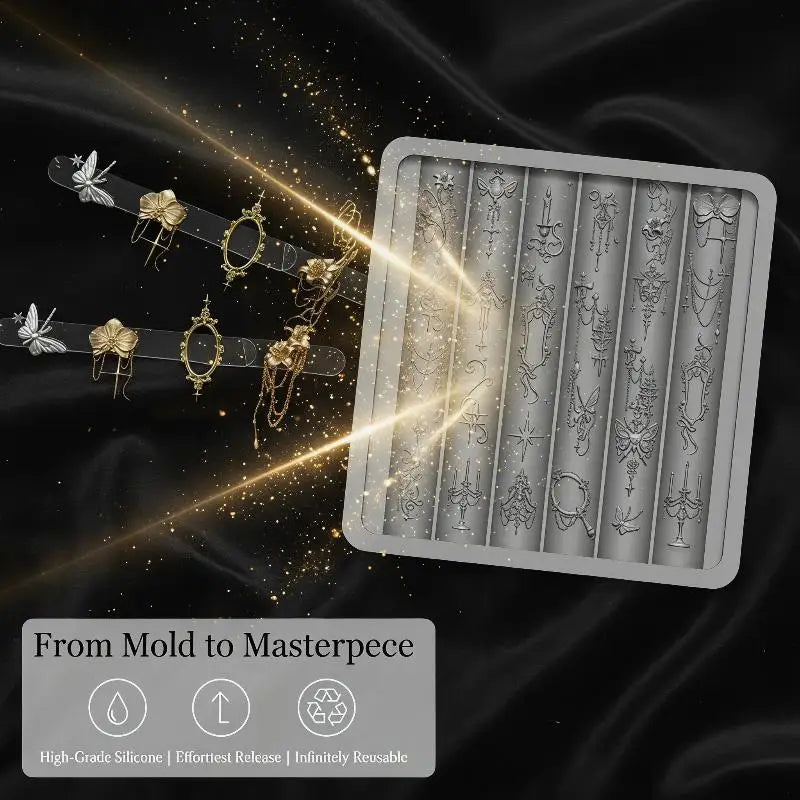 Vintage Nail Art Silicone Mold Gothic Bow Butterfly Heart Flower Pattern Nail Charms Making Molds DIY 3D Embossed Nail Decor Peaceful Pleasures Health and Wellness