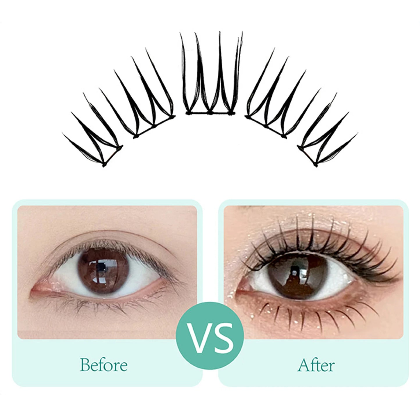 8-Row 3D Cluster False Eyelashes | Korean C-Curl Lash Set