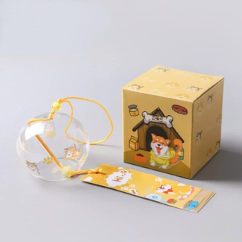 1pcs Japanese Wind Bell Handmade Wind Chimes Glass Furin Home Decors Spa Sakura Kitchen Office Decor Cherry Blossom Pattern Peaceful Pleasures Health and Wellness dog