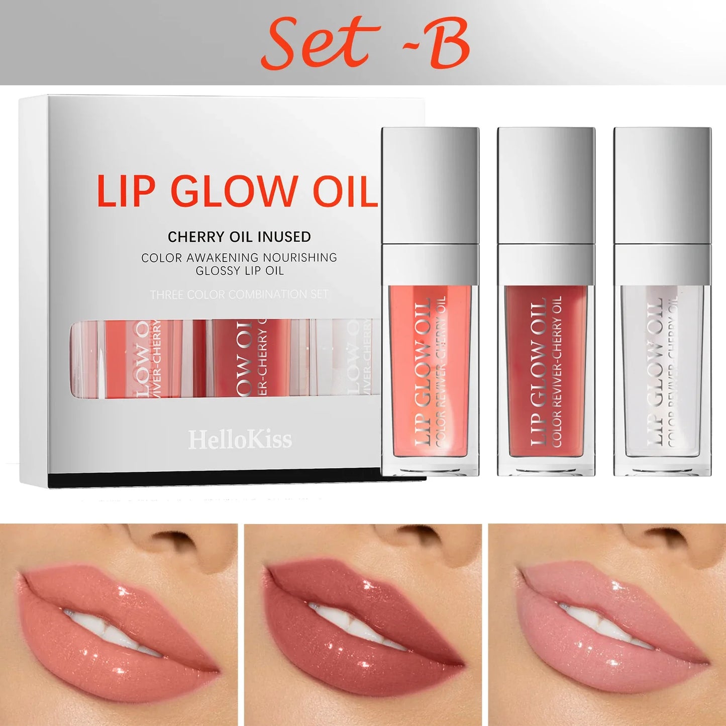 Hello Kiss Lip Oil Trio – Glossy, Hydrating & Long-Lasting