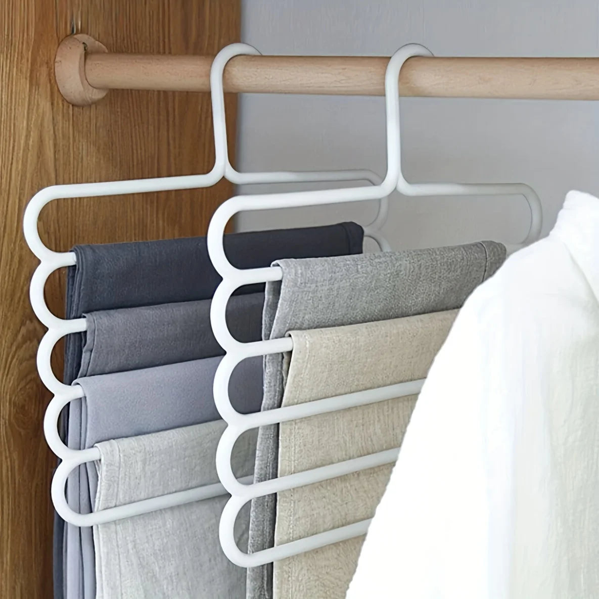 Multi-Layer Pants Rack - Space-Saving, Anti-Slip, and Adjustable Design for Organizing Clothes, Scarves, and Accessories Hangers Peaceful Pleasures Health and Wellness