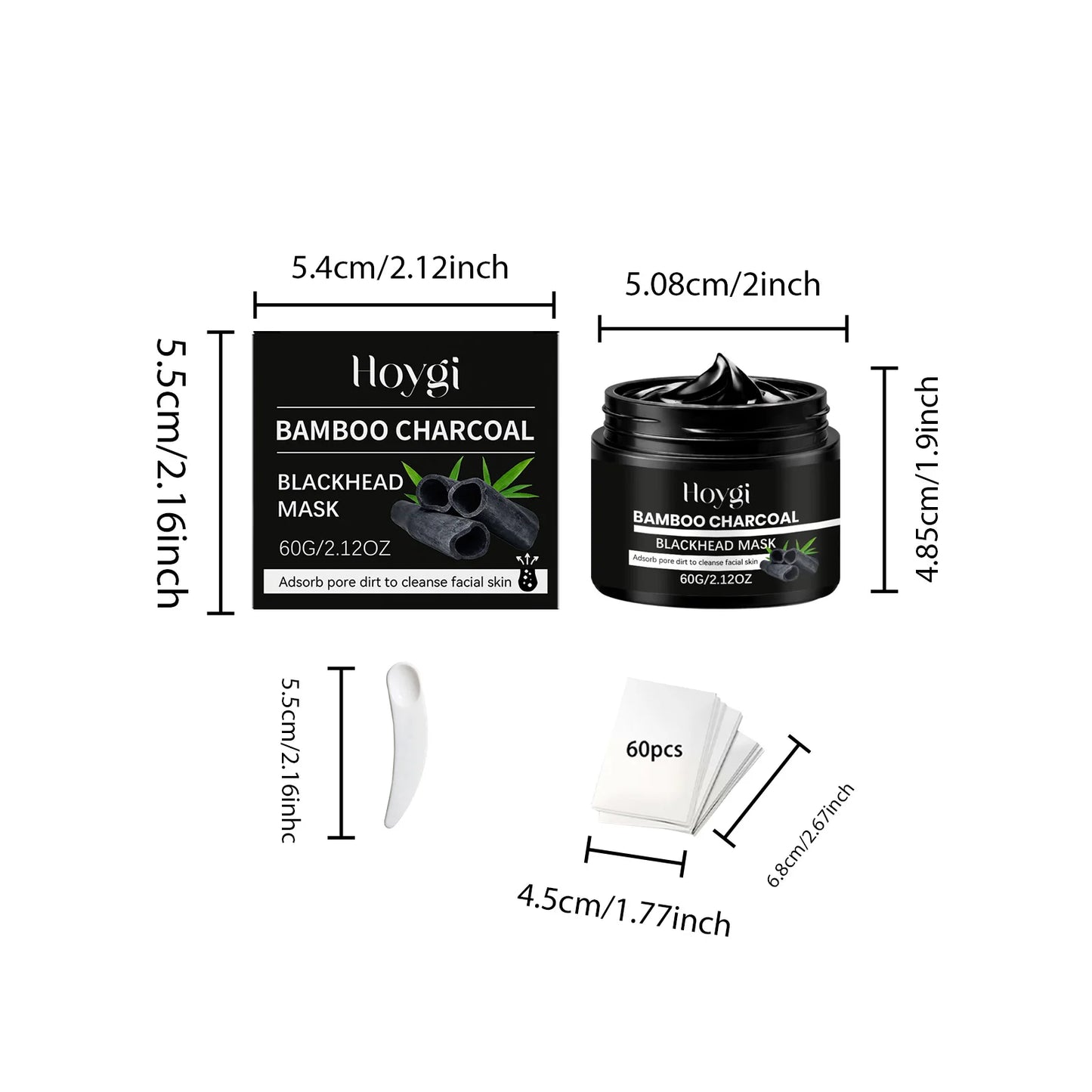 Bamboo Charcoal Blackhead Peel-Off Mask | 60 Nose Strips
