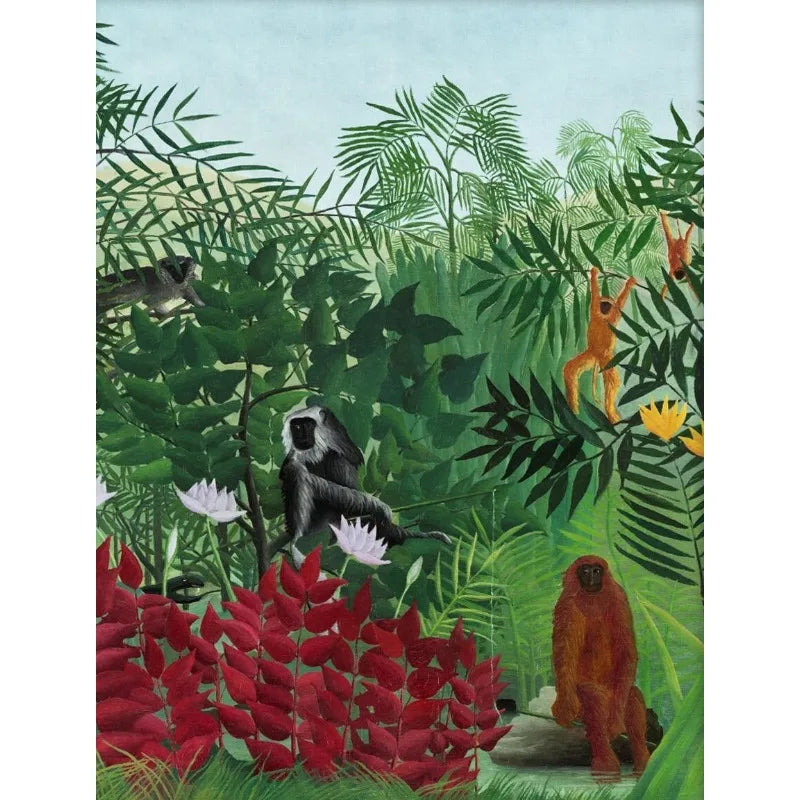 Henri Rousseau Merry Jesters Tropical Jungle Canvas Wall Art Canvas Wall Art Peaceful Pleasures Health and Wellness 1 40x50cm Unframed